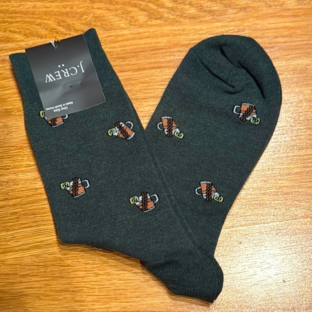 NWT J. Crew Green Hot Toddy‎ Casual Mens Socks